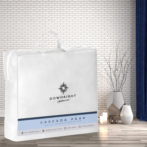 Vista 7 de Downright Cascada Peak - Edredón de plumón blanco de lujo, 600 potencia de relleno, 100% algodón de 300 hilos, peso de invierno de 40 onzas, 100%