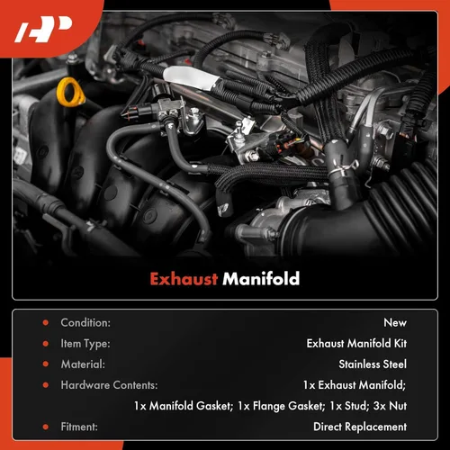 Vista 3 de A-Premium Kit colector de escape izquierdo con junta, espárragos, tuercas, escudo térmico [4.0L] compatible con Nissan Frontier 2005-2019