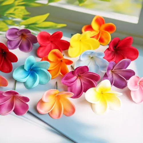 Vista 6 de 10 piezas de flores artificiales de tacto real, no de seda, con tallo para decoración de pasteles y ramos de boda (azul oscuro)