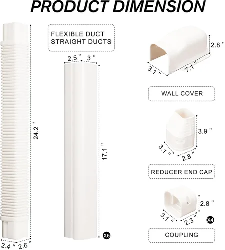 Vista 2 de BEWAVE Kit de cubierta de mini línea dividida de 3 pulgadas y 10 pies, kit de cubierta decorativa de tubería de PVC para mini aire acondicionado