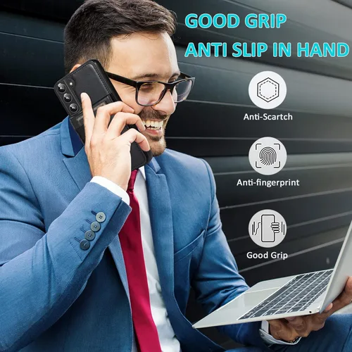 Vista 6 de Asuwish Funda de teléfono para Samsung Galaxy S22 Plus/S22+ con protector de pantalla de vidrio templado y tarjetero para tarjetas de crédito