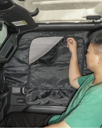 Vista 8 de Savadicar Parasol para ventana delantera, parasol de malla transpirable para ventana lateral, media cubierta, compatible con Jeep Wrangler TJ JK JL