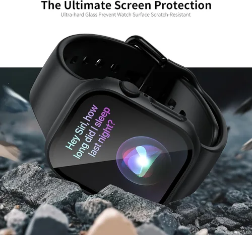 Vista 22 de JERXUN Paquete de 6 fundas con protector de pantalla de vidrio templado para Apple Watch Series 3, Series 2, Series 1 de 38 mm, parachoques rígido