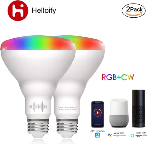 Vista 7 de BR30 - Bombillas LED WiFi inteligentes, cambio multicolor RGBCW, blanco cálido a frío, regulable, compatible con Alexa y Google Home (sin hub)
