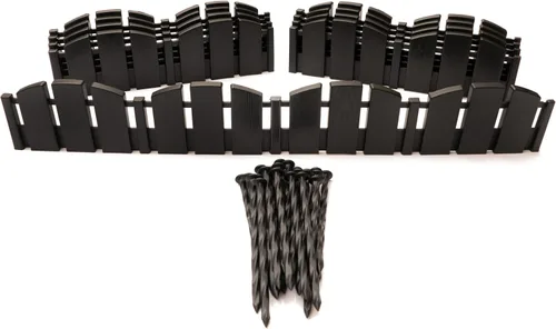 Vista 7 de EasyFlex Bordes de Paisaje sin Excavación con Espigas de Anclaje, 4.5 Pulgadas de Altura, Valla Decorativa de Aspecto de Madera Adirondack