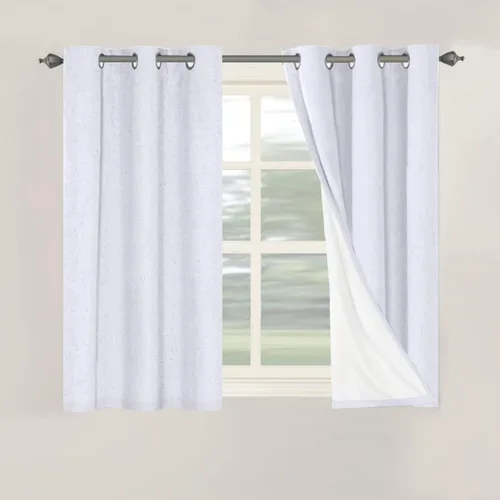 Vista 211 de H.VERSAILTEX Cortinas 100% opacas con aislamiento térmico, texturizadas, de lino, con bloqueo completo de calor y luz, para sala de estar