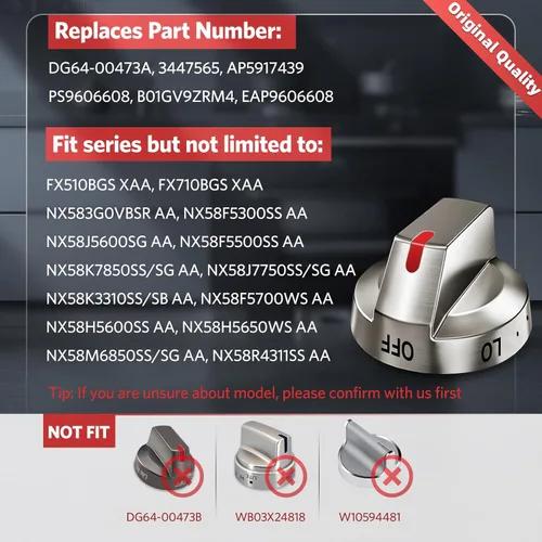 Vista 2 de DG64-00473A Perillas de estufa de repuesto compatibles con perilla de estufa Samsung, rango de reemplazo, botón de horno de gas, piezas de estufa
