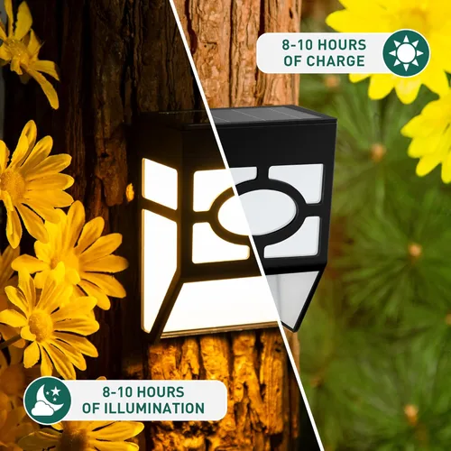 Vista 6 de Solpex Luces solares para terraza, luces solares para valla, 2 modos de luces de decoración de Navidad, patrón único, impermeable automático