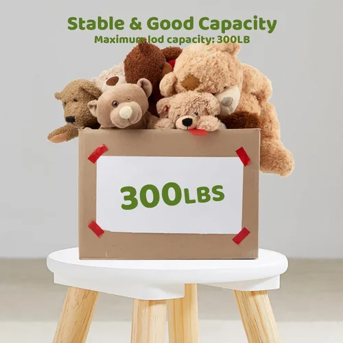 Vista 20 de Beright Taburete de madera para niños, taburete para niños, mesa sensorial perfecta a juego, taburete resistente de 9 pulgadas con cuatro patas