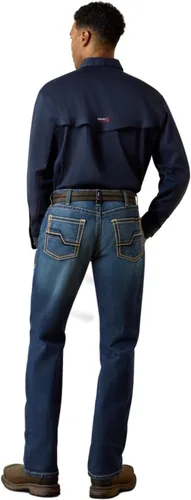 Vista 2 de Ariat FR M5 Slim DuraStretch - Jeans apilables de pierna recta, mezclilla para hombre, Azul