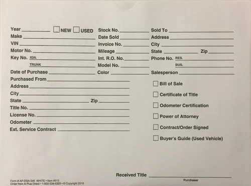Vista 4 de Chaqueta de trato de vehículos - Sobre de ventas de automóviles - Blanco (P6) (100)