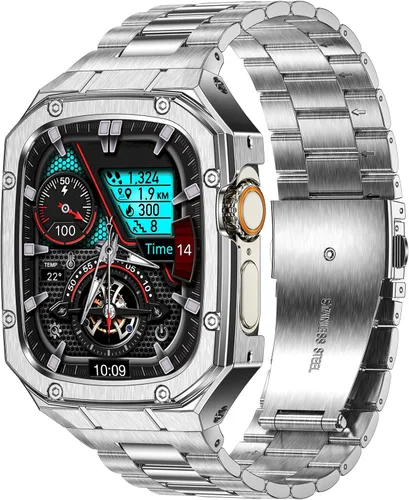 Vista 18 de BAITEYOU Correa con Funda Compatible con Apple Watch Series 6 5 4 SE 3 2 1 44mm 42mm, Correa de Nylon con Funda Resistente de Acero Inoxidable