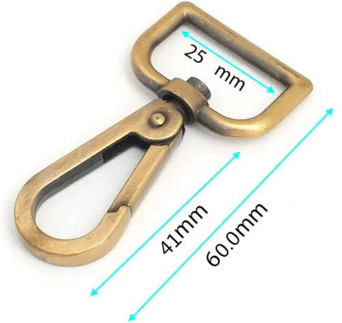 Vista 2 de 10 cierres giratorios de 1 pulgada con anillo en D de pinza de mosquetón para correa, cordón de puerta de empuje, clips de gancho giratorio a