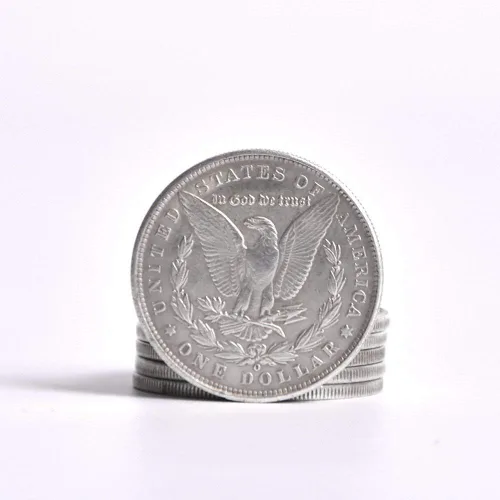 Vista 2 de SUMAG Monedas mágicas de metal, moneda de dólar de Morgan de acero, truco de magia (1.5 in de diámetro), accesorios mágicos, accesorios mágicos
