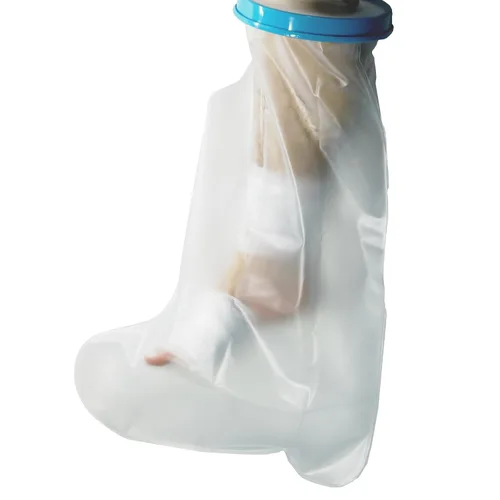 Vista 9 de Cubierta impermeable para pies adultos: uso de yeso/herida, cobertura completa, ducha/impermeable, reutilizable, ligera, ergonómica acompañada