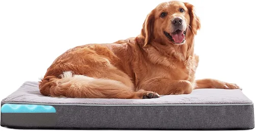 Vista 8 de Cama refrescante para perros grandes, cama ortopédica de espuma viscoelástica para mascotas con funda extraíble lavable, ideal para perros Rosa