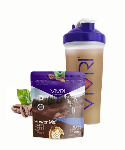 Vista 3 de VIVRI Desafío de 10 días Shake Me Cookies & Cream - Proteína en polvo de reemplazo de comidas Power Me Caffe Latte bebida energética Complejo