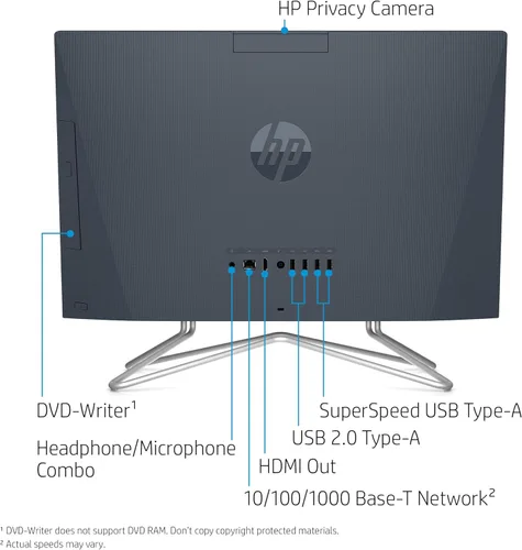 Vista 3 de HP 22-DF 21.5 pulgadas Full HD WLED Intel Celeron G5900T 4GB 256GB SSD Win 10 PC todo en uno