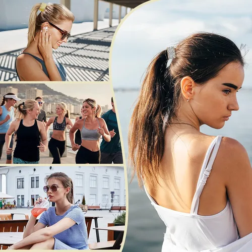 Vista 6 de Canlierr 8 piezas de diamantes de imitación para cola de caballo, puños elásticos para el cabello, colas de caballo de cristal, accesorios