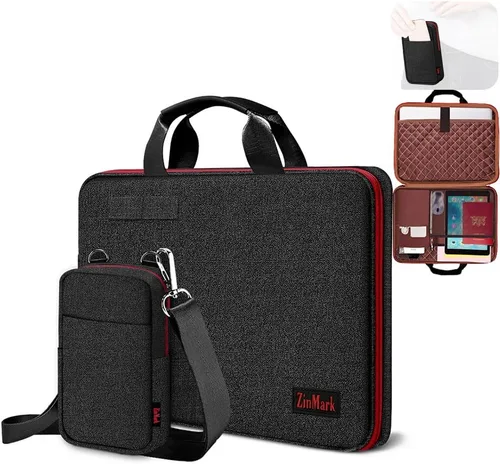 Vista 10 de Funda para laptop de 15.6 pulgadas, protección de grado militar con bolsa de cinturón desmontable, compatible con todos los modelos de MacBook Pro