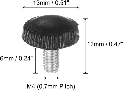 Vista 2 de uxcell 20 pomos moleteados de rosca métrica macho M4 x 0.236 in, pomos de sujeción de tornillo de pulgar, mango de plástico con perno roscado
