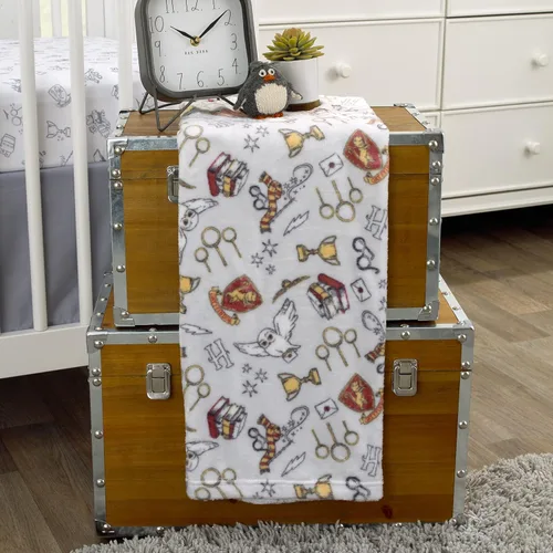 Vista 4 de NoJo Harry Potter Magical Moments - Manta de bebé súper suave color gris y blanco