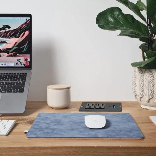 Vista 8 de USB C empotrable regleta de alimentación de carga rápida estación de energía de escritorio tamaño doble para mesa de escritorio encimera