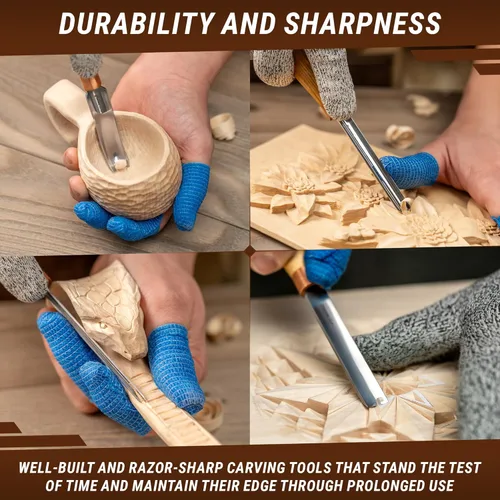 Vista 3 de BeaverCraft SC01 Juego de cinceles para tallar madera S15 Kit de tallado de madera para principiantes niños