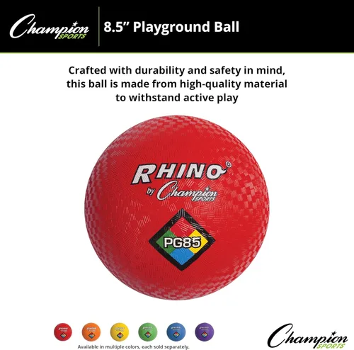 Vista 6 de Champion Sports - Pelotas de juego Rhino de 8.5 pulgadas de diámetro - Dos capas, enrolladas en nylon, rojo (Juego de 1 pelota)
