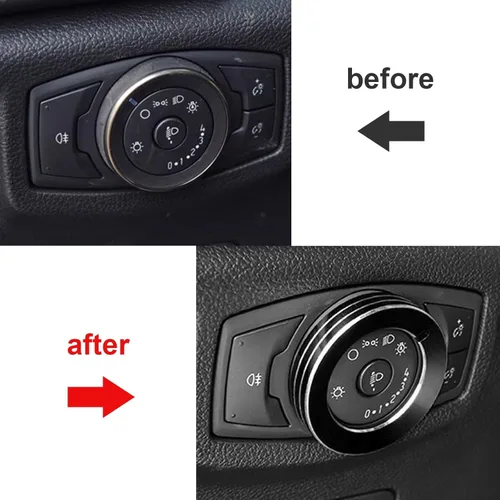 Vista 3 de x xotic tech Anillo de cubierta de botón para interruptor de luz antiniebla, compatible con Ford Mustang 2015-2023, F-150 2015-2020, accesorios Negro