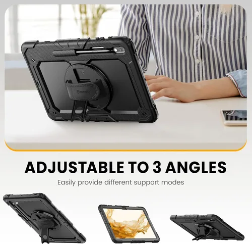 Vista 5 de Timecity Funda para Samsung Galaxy Tab S8 Plus/S7 FE 5G de 12.4 pulgadas con protector de pantalla y soporte giratorio de 360° y correa de hombro