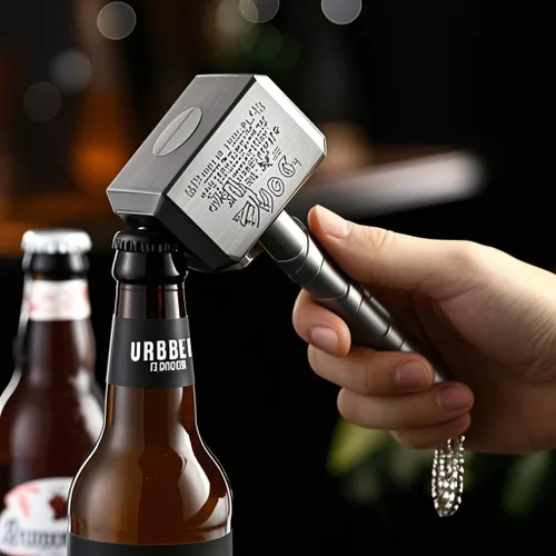 Vista 5 de Thor Hammer - Abridor de botellas de cerveza automático con tapa magnética, abridor de botellas de cerveza de acero inoxidable Thors Hammer, ideal