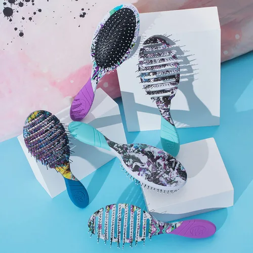 Vista 4 de Wet Brush-Pro: Cepillo desenredante profesional para el cabello, de fácil agarre, edición limitada Art, color morado artístico/multicolor