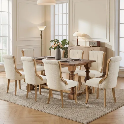 Vista 137 de SoarFlash Juego de 6 sillas de comedor de terciopelo, silla lateral de respaldo alto, silla lateral tapizada moderna de alta gama con capitoné