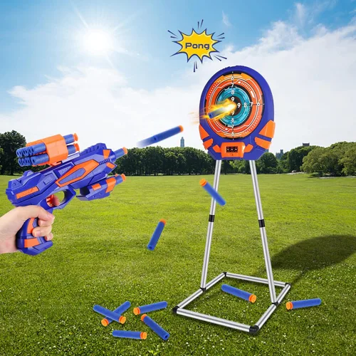 Vista 7 de Objetivo de disparo para Nerf con pistolas de juguete y dardos de espuma, juego de disparo digital mejorado con objetivo de práctica de pantalla