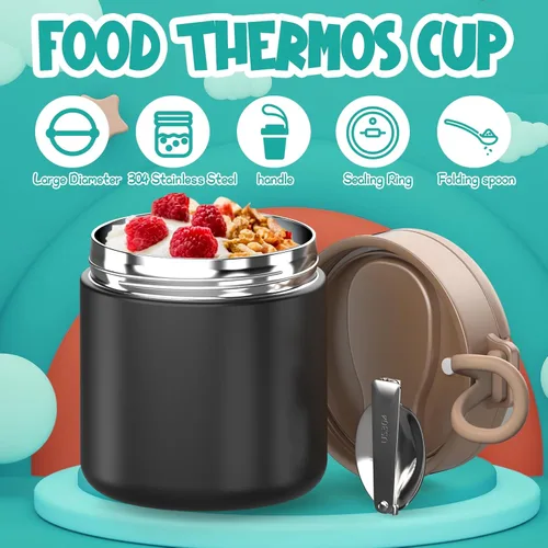 Vista 7 de Termo para comida caliente para niños – 15.2 onzas, tarro de comida aislado a prueba de fugas, termo de sopa, recipientes de almuerzo aislados