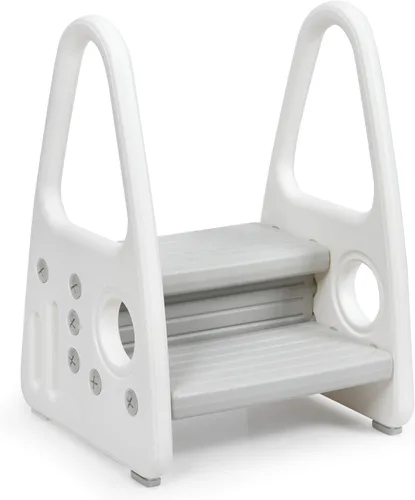 Vista 12 de Costzon Toddler Step Stool for Bathroom Sink, Adjustable 2-Step Kids Helper Stool with Safety Handles & Non-Slip Pads, Convertible Plastic Ladder