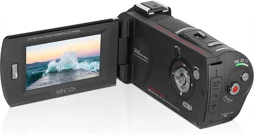 Vista 6 de Minolta MN4K30NV 4K Ultra HD 30 MP Videocámara de visión nocturna, paquete negro con tarjeta de memoria Lexar 64GB SDXC, bolsa de cámara Deco Gear