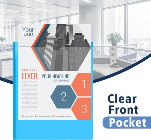 Vista 2 de INFUN Carpeta de bolsillo de plástico resistente con puntas y bolsillo frontal transparente, paquete de 18, carpetas de 3 puntas con bolsillos