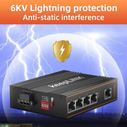 Vista 5 de Interruptor Gigabit industrial de 5 puertos no administrado, interruptor Ethernet Din-Rail, rango de temperatura de funcionamiento IP40 de -30 ° °F