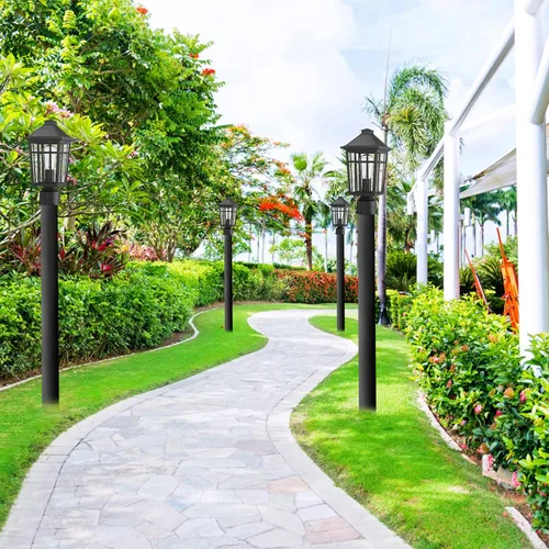 Vista 7 de Darkaway Lámpara de poste para exteriores, carcasa de aluminio impermeable con vidrio, iluminación de cubierta de poste de valla para jardín, patio