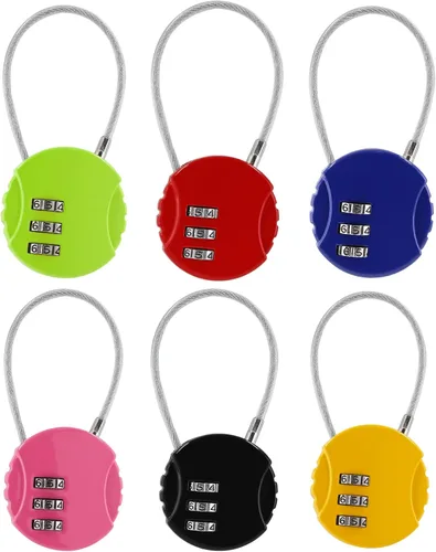 Vista 9 de Litoexpe Cerradura de combinación de 4 unidades, 3 dígitos para exteriores, impermeable, con código, candado, candado, cable de bloqueo para Negro