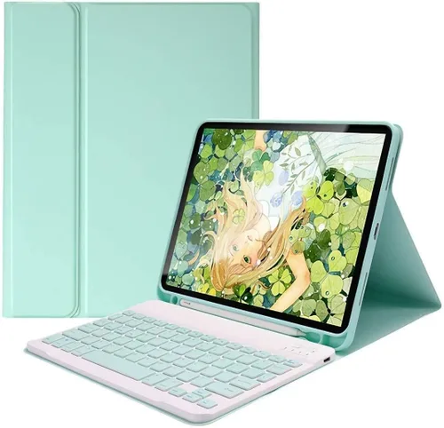 Vista 9 de Teclado a color para Galaxy Tab S6 Lite de 10.4 pulgadas 2024/2022/2020 Funda de teclado Bluetooth desmontable extraíble con Bluetooth, color negro