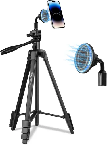 Vista 11 de PHOPIK Trípode magnético para teléfono selfie stick de 35 pulgadas, trípode extensible para teléfono con zapata fría y control remoto, compatible