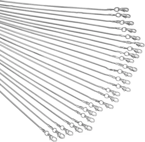Vista 10 de 24 cadenas para fabricación de joyas de 20 pulgadas chapadas en plata de ley 925 de 0.047 in, cadena de serpiente para bricolaje, collar