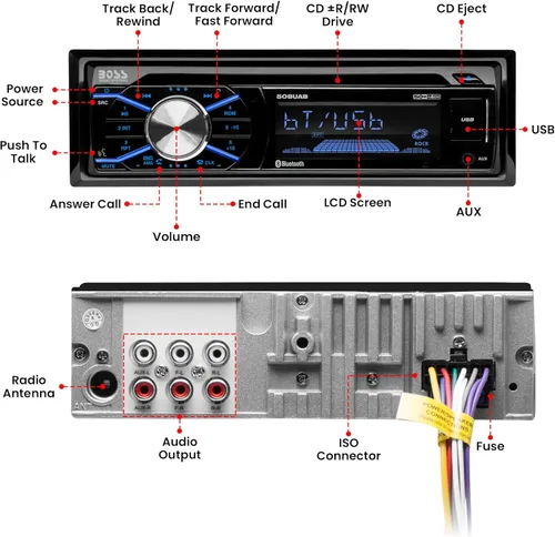 Vista 6 de BOSS Audio Systems 656BCK - Paquete estéreo para automóvil - Din único, Bluetooth, CD MP3 USB AM Radio FM, altavoces de rango completo de 6.5