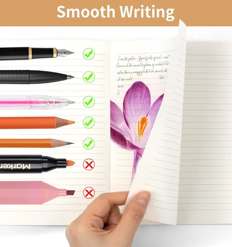 Vista 3 de Paquete de 30 cuadernos rayados a granel, cuaderno A5 de composición a rayas, 8.3 x 5.5 pulgadas, cubierta de papel kraft con espinas de arcoíris