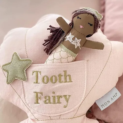 Vista 5 de MON AMI Macie The Mermaid Tooth Fairy - Juego de almohada y muñeca de 13 pulgadas, muñeca de peluche y almohada con bolsillo, regalo de hadas
