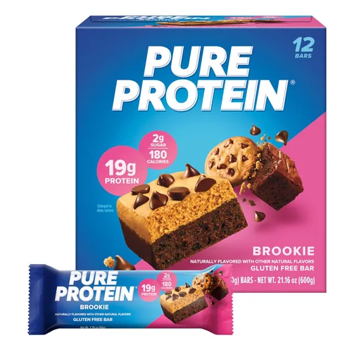 Vista 8 de Pure Protein Chocolate Peanut Butter - Barras nutritivas ricas en proteínas, bajas en azúcar, sin gluten, mantequilla de maní de chocolate, 1.76