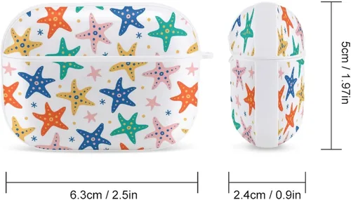 Vista 2 de Funda para Airpods Pro con estampado de animales submarinos con llavero de protección completa, duradera, a prueba de golpes, funda rígida de PC